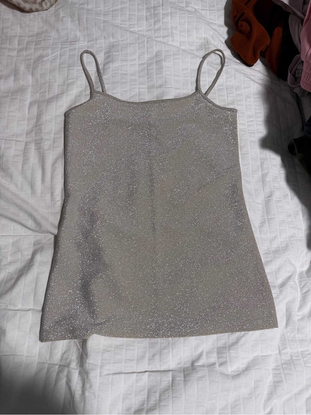 Sparkle Silver Spaghetti Strap Tank Top